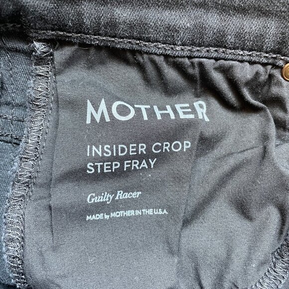 Mother The Insider High-Rise Crop Step Fray Guilty Racer Stripe Jeans Black Size - Picture 7 of 12
